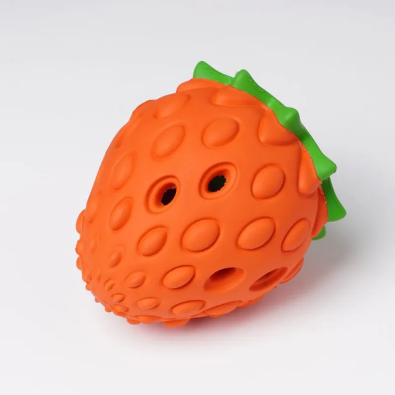 

Cute Eco Friendly Strawberry Rubber Dog Pet Puzzle Chew Interactive Toy, Customized