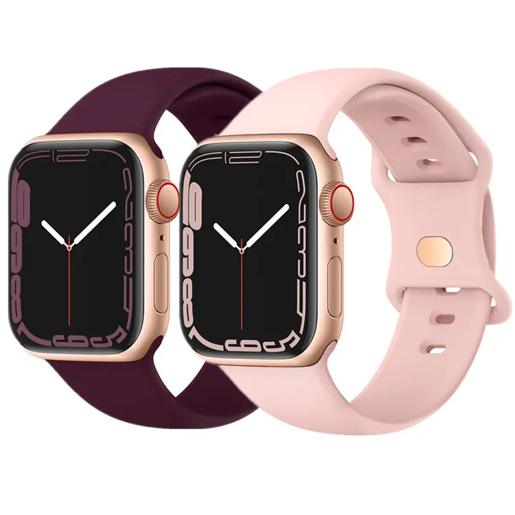

Adjustable custom 42mm 44mm sport buckle silicon smart watch band apple watch rubber strap