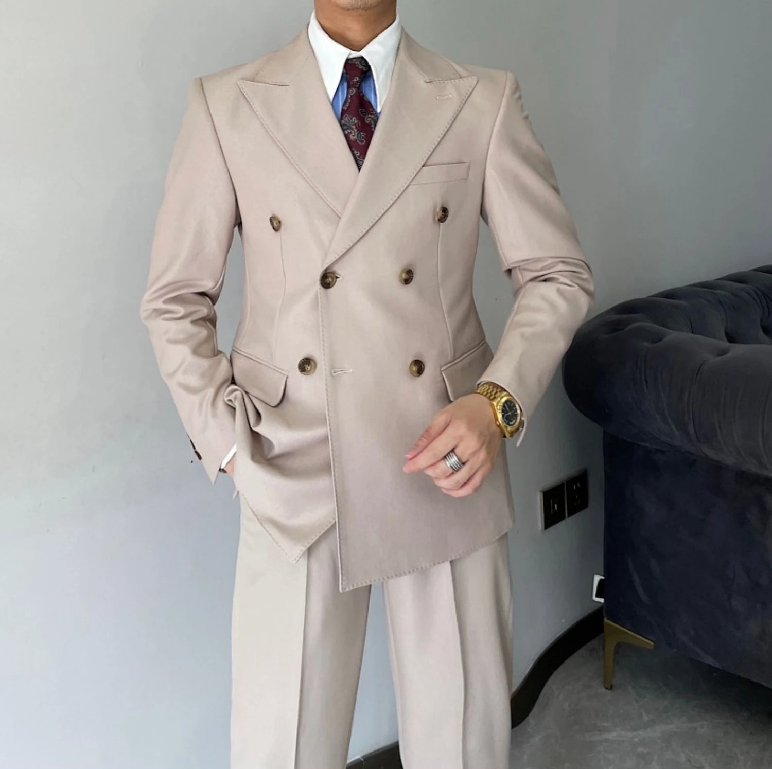 Factory Direct Sales Men's Formal Business Suits Double Breasted for Men Wedding Suit
