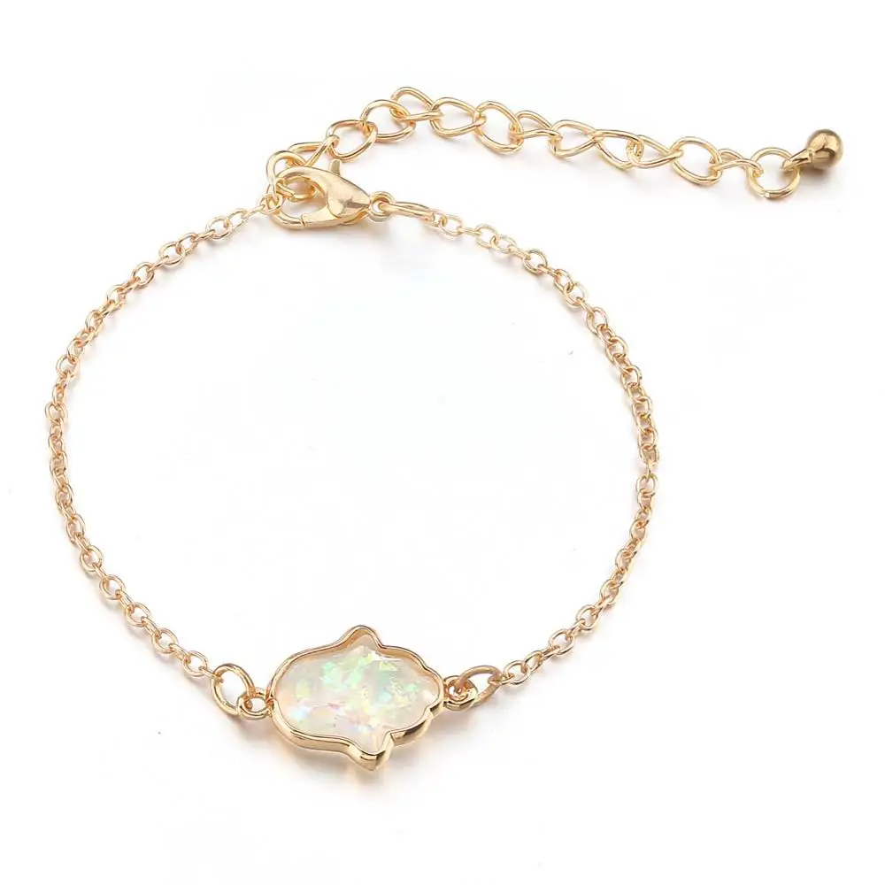 

Handmade gold color charm bracelet girls alloy fatima palm bracelets for women Ethnic style jewelry gift wholesale