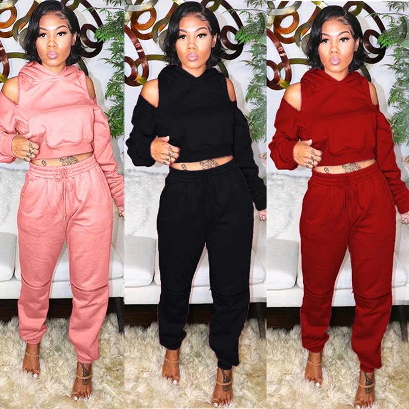 

Wholesale 2022 Women Clothing Two Piece Sexy Outfit Sweatsuit Hoodie Zipper Sexy 2 Piece Set Women