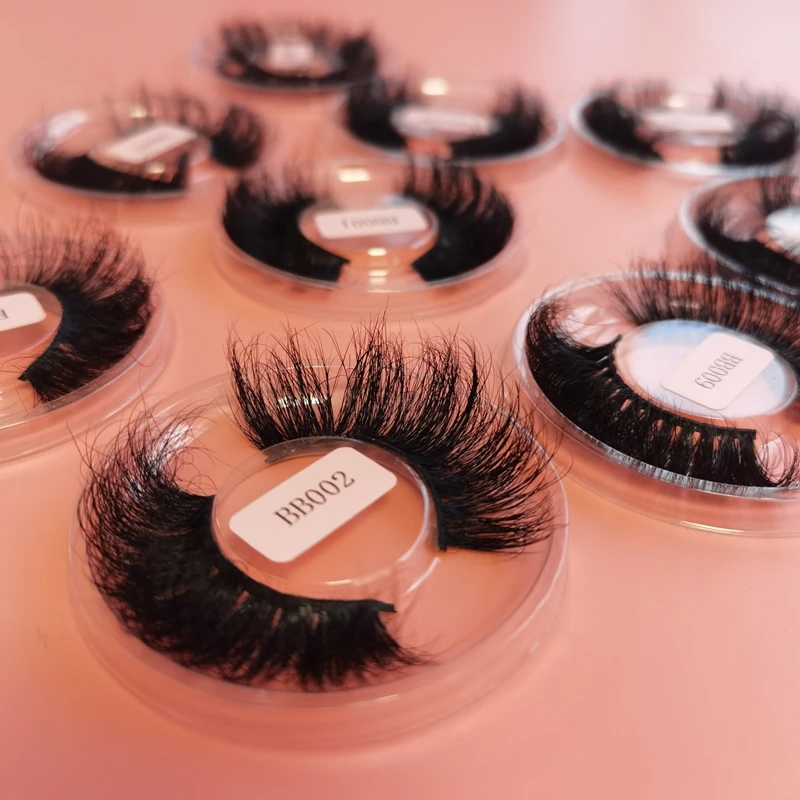 

Customized lasheswholesale vendor eyelash packaging thick full trip lashes fluffy 25mm real mink eyelash packaging, Natural color