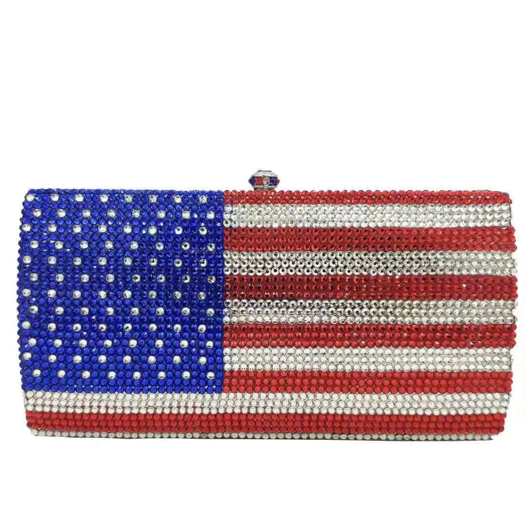 

Women Evening Party Diamonds American Flag Crystal Clutches Purses Bridal Wedding Party Purses, More