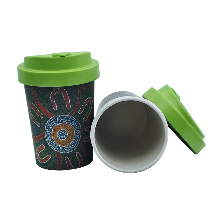 

MIKENDA Customized Coffee Travel Mug Biodegradable Cups Bamboo Fiber Coffee Cup With silicone Lid