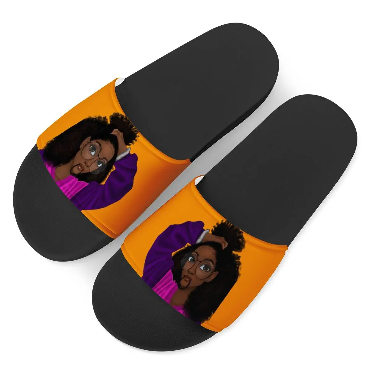 

Black Art African Girls Print On Demand Women Custom Slide Sandal Slipper