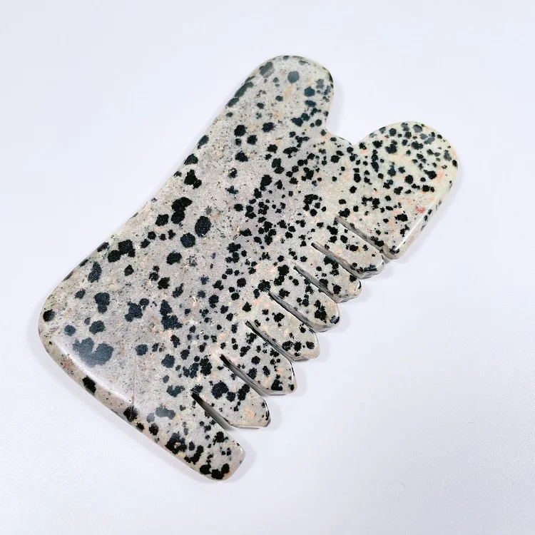 

Comb Hot Sale Good Quality Decorative Hair Comb Dalmatian Jasper Gua Sha