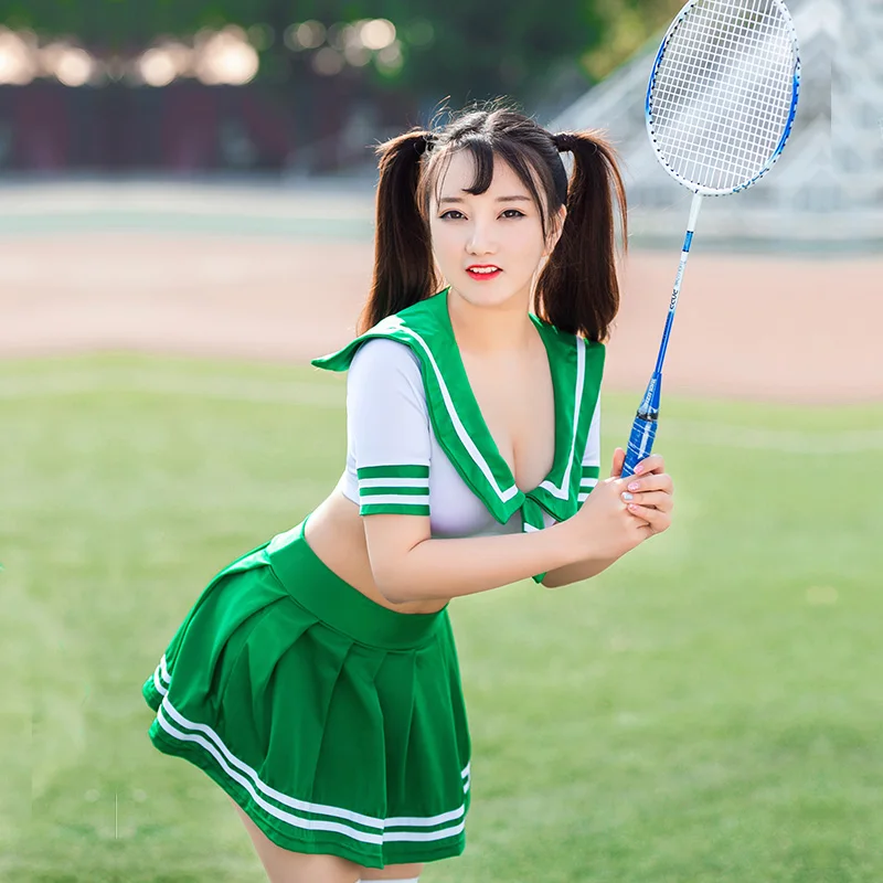 
wholesale 6027 Japan and Korea school girls sexy costume summer crop top and pleated skirt role play sexy schoolgirl costume 