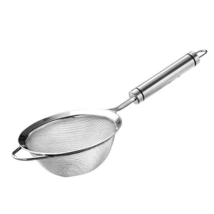 

10CM Diameter Basket Standard Size Baking Tools Stainless Steel Flour Sifter With Handle, Silver