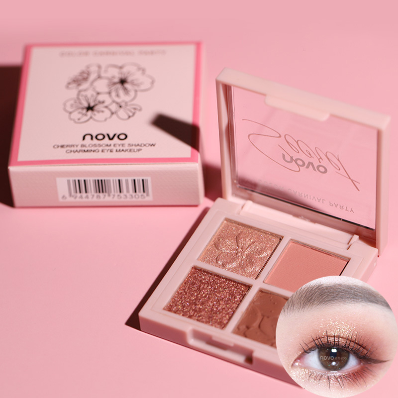 

4 Colors Pink Cherry high pigment palette Glitter Eyeshadow, makeup beauty Eye shadow, vegan Private Label Eyeshadow Palette