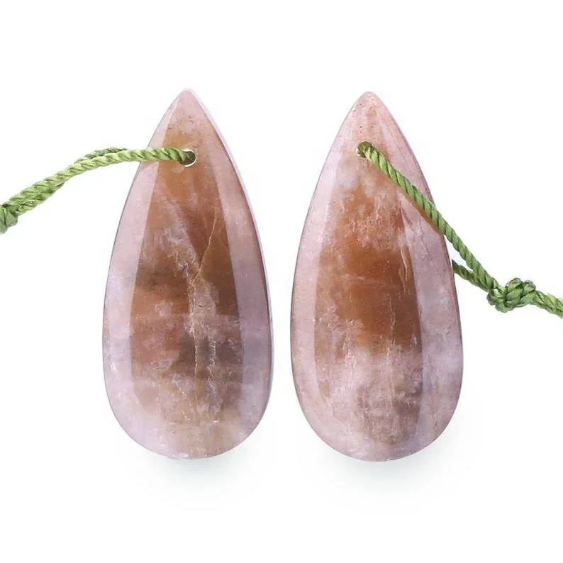 

Natural Sunstone Beads Teardrop Drilled Earrings Pairs 21x14x4mm,3.79g, Orange