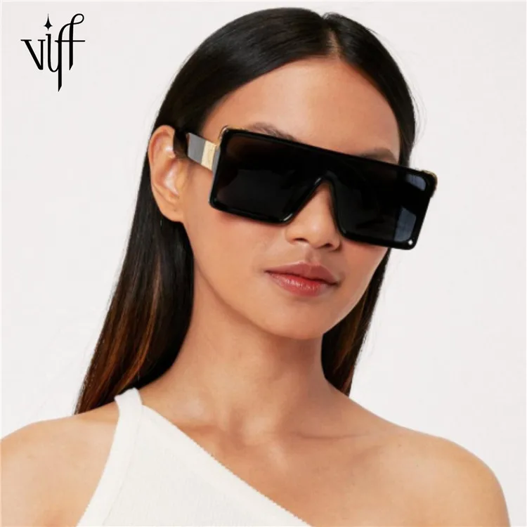 

VIFF HP20326 Vintage Fashion Shades Custom Eyewear Sun Glasses Metal Chip Frame Oversized Sunglasses Womens