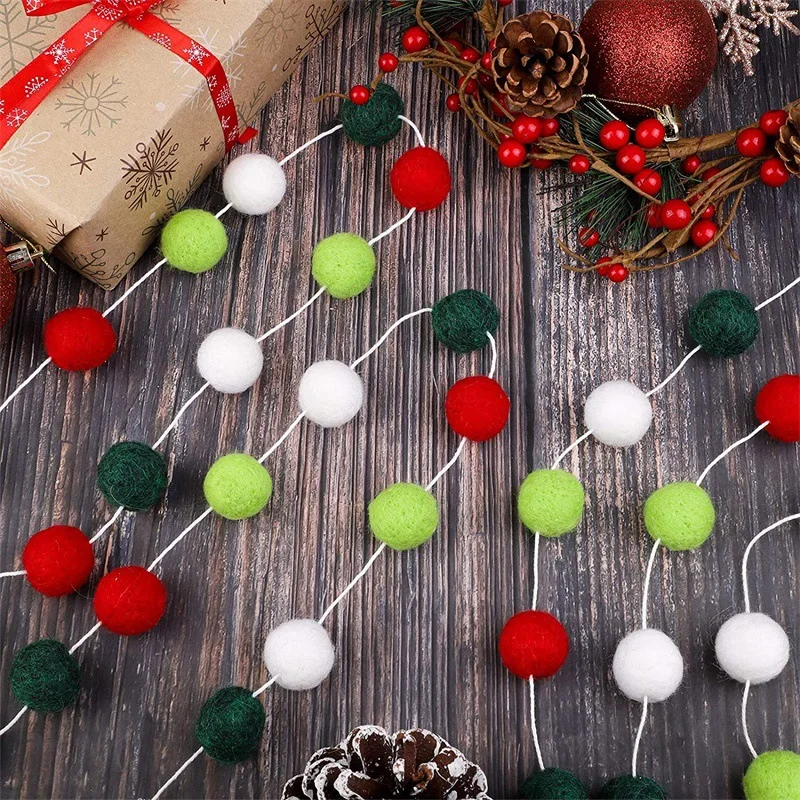 

Christmas Colorful Felt Ball Garland Home Decoration Pompom Wall Hanging