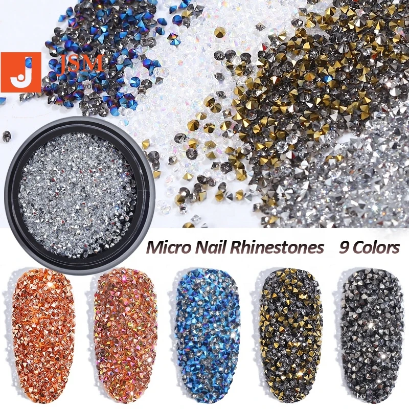 

Beautypapa 1Box Glass Nail Caviar Tiny Rhinestones Micro Pixie Crystals 3d Sharp End Glitter Strass For Nails Art Decorations, 9 colors options