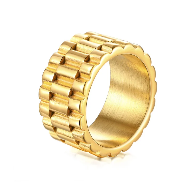 

2022 gold plated luxury rings women stainless steel watch wrap chunky rings