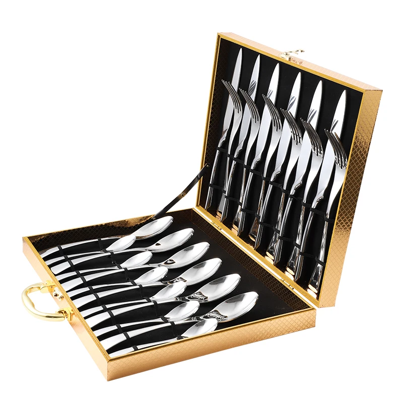 

High Quality Knife Spoon Fork Set 24 pcs Stainless Steel Cutlery Set, Silver/gold/rose gold/rainbow/black