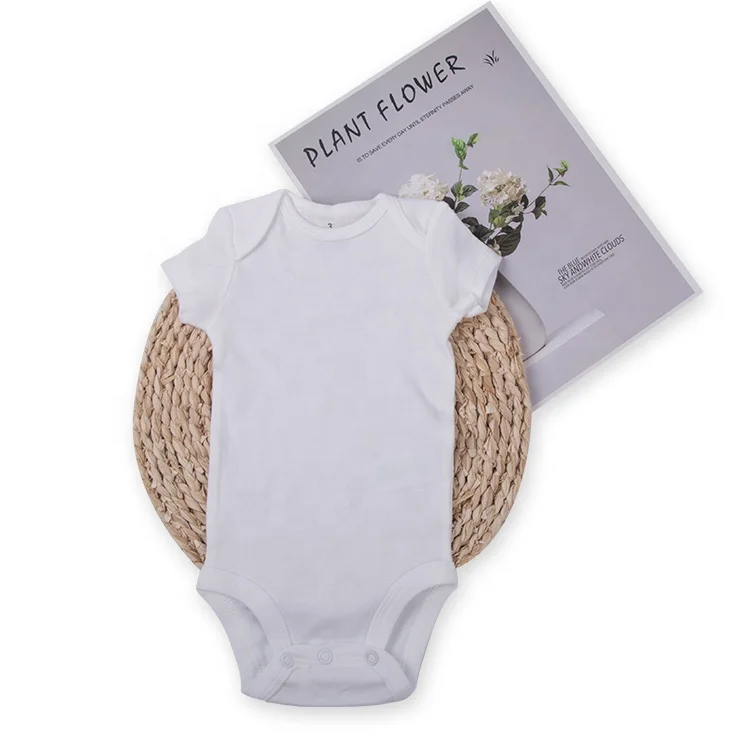Customized logo newborn infant summer cotton bodysuit short sleeve baby blank romper