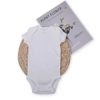 

Customized logo newborn infant summer cotton bodysuit short sleeve baby blank romper