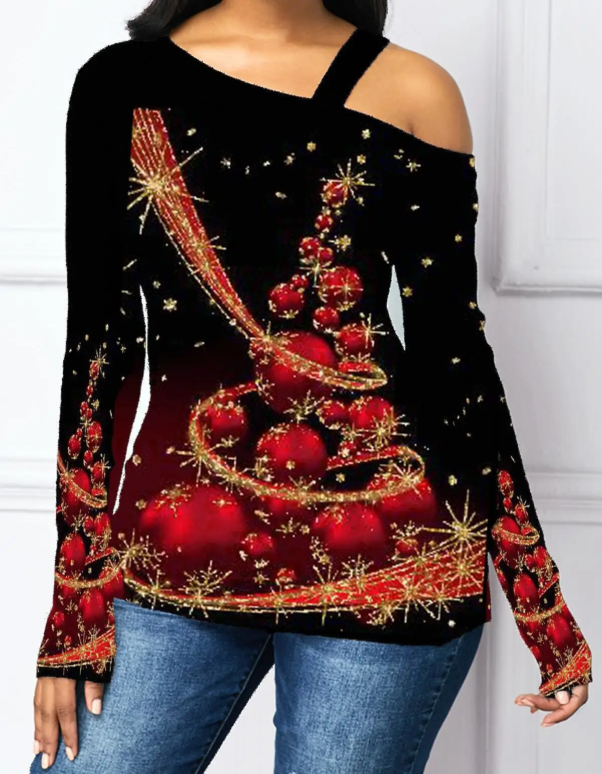 

2020 Crop Top Women Plus size womens long sleeve christmas t-shirts Funny girls Shirt, Solid color