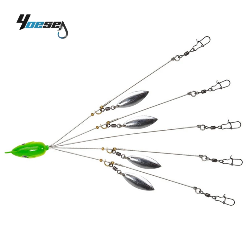 

YOESEA alabama Attack Fishing Jig Head Lure Set 18g With 5 Umbrella Spinner Bait and 3D Simulation Fish eye