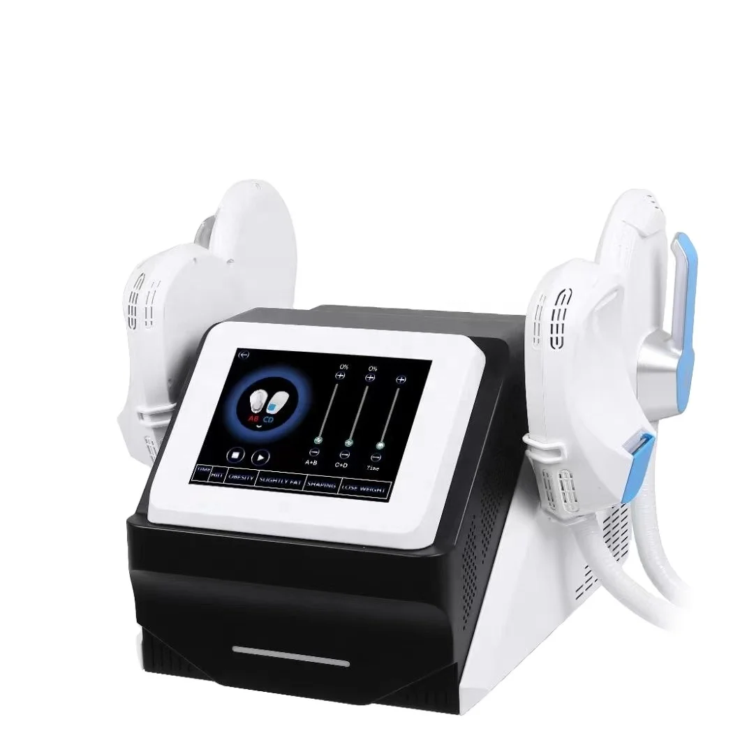 

2021 hot sale portable emslim beauty machine muscle stimulator contraction four handles body shape weight loss