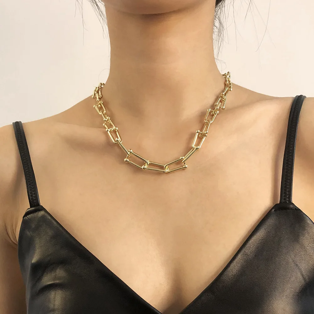 

Fashion Classic Hip Hop Chain Necklace Gold Plated Cheap Women Jewelry Necklace