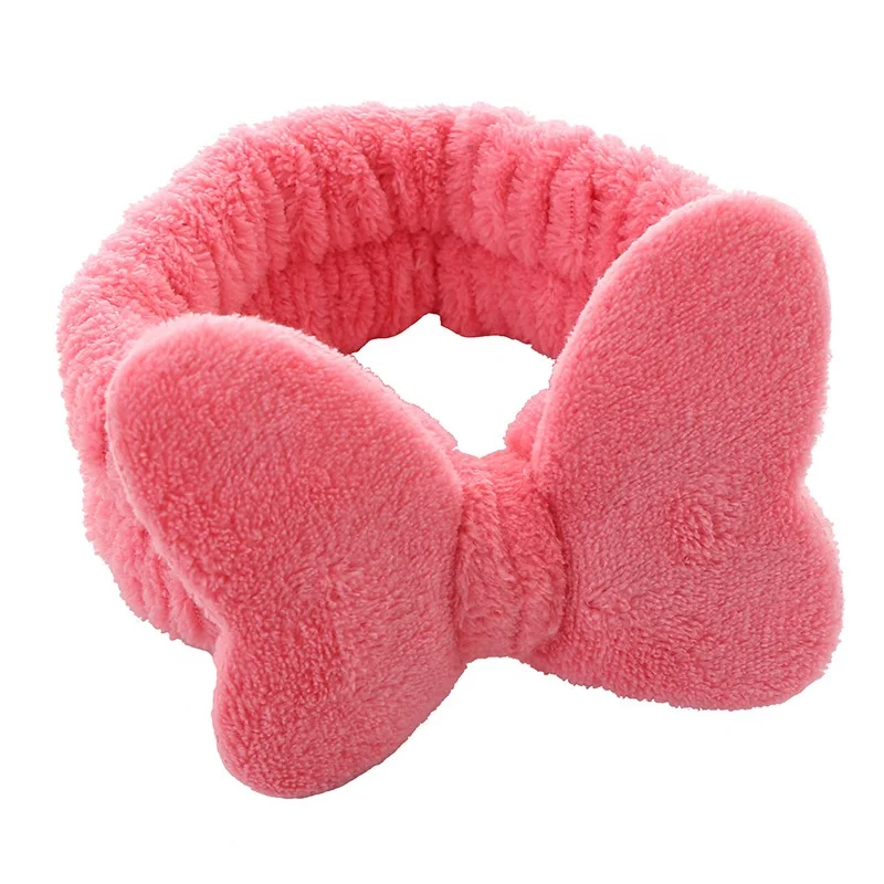 

Spa Headband Butterfly Bow Hair Band Women Facial Makeup Head Band Soft Coral Fleece Head Wraps For Shower Washing Face