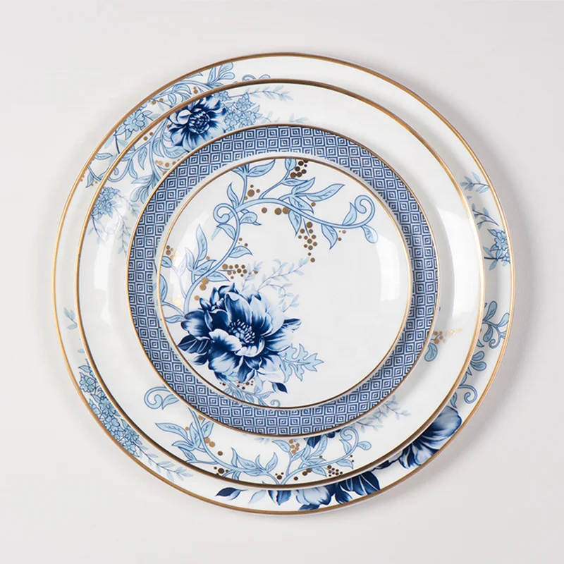 

Jacotta new product ideas 2022 plates sets dinnerware blue flower tableware abaya dubai wedding porcelain dinner sets