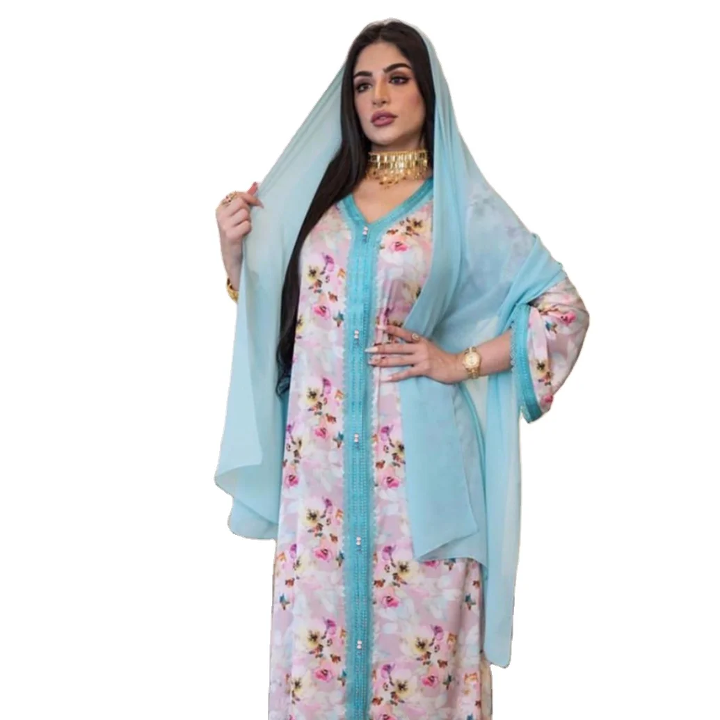 

HJ ZMDR48 Design 2021 Kaftan Dress Dubai Islamic Clothing Muslim Dress Dubai Jalabiya For Women