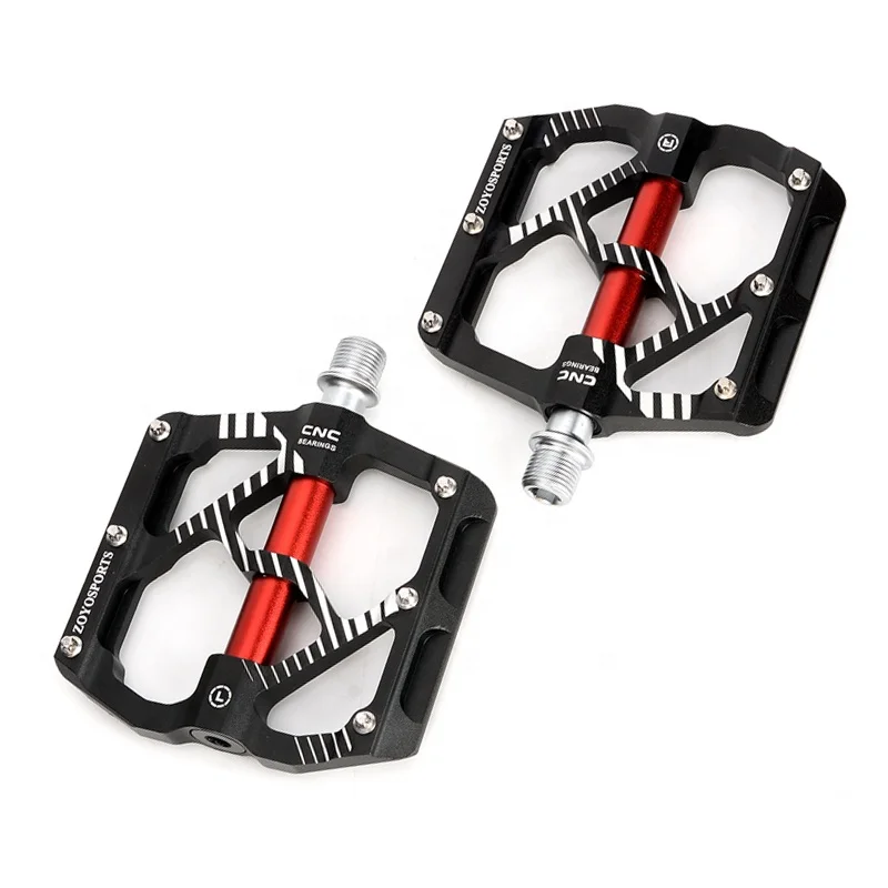 

2022 Hollow - Carved Design Mountain bike lock pedal CNC Aluminium Alloy Pedal Pedals, Black red