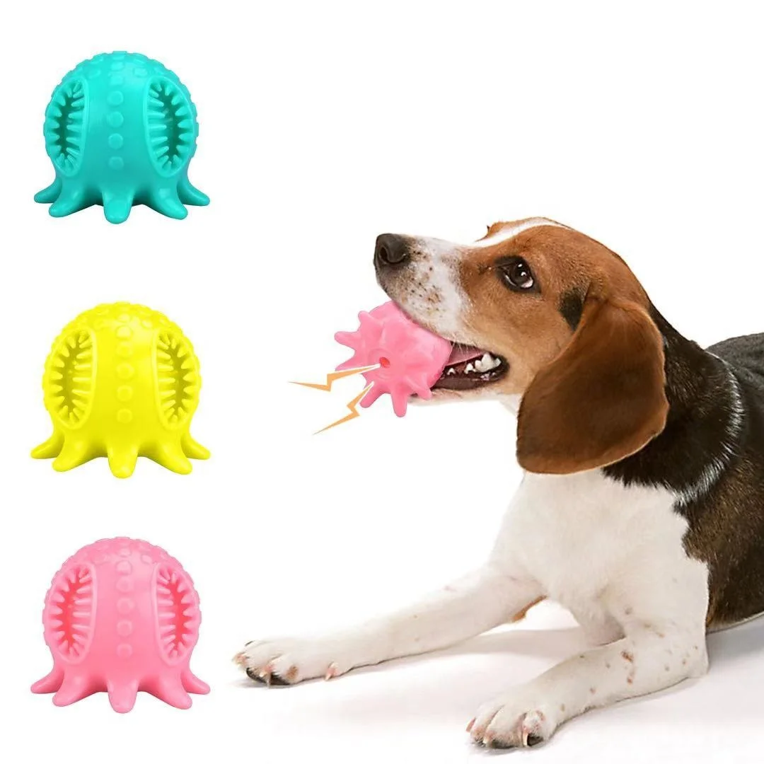 

New arriving colorful silicone interactive chew resistance pet dog ball toys, Yellow,blue,pink,green