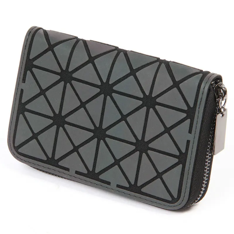 

Fashion geometric pattern luminous mobile phone bag large capacity short wallet
