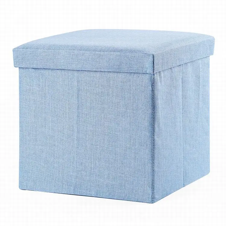 

Storage Ottoman Cube, Linen Small Coffee Table, Foot Rest Stool Seat, Folding Toys Chest Collapsible for Kids Grey