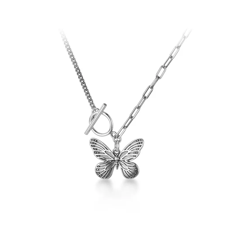 

Solid Thai Silver Butterfly Clavicle Chain Necklaces For Women Party Jewelry Gifts
