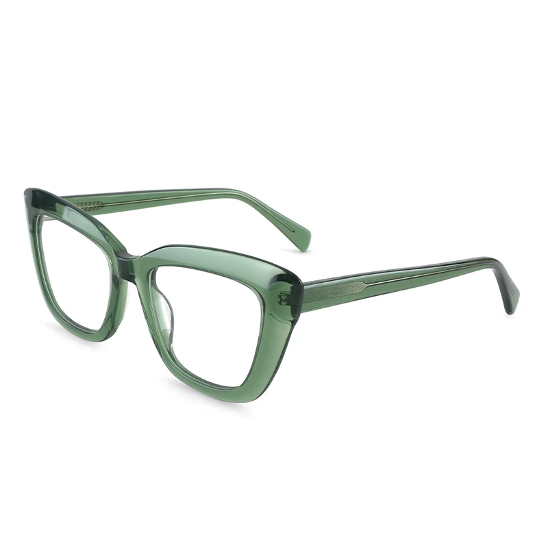 

YC 2023 Popular Big Large Vintage Unique Design Cat Eye Women Men Thick Frame Acetate Temple Clear Office Glasses