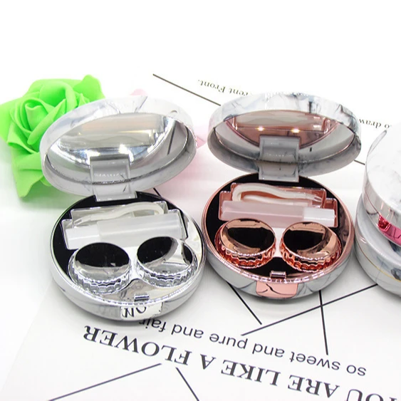 

2019 newest marble lenses cases high quality case lens contact electroplating box for contact lens