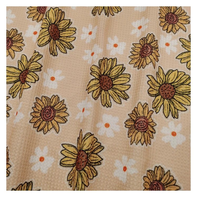 

Custom Print waffle knit fabric Digital Printed Fabric for shirt With No MOQ
