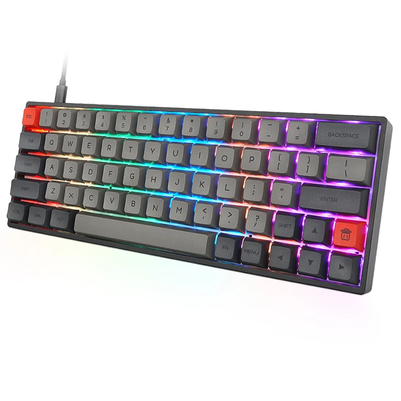 

SK64 gaming Gateron optical switch wired GSA pbt Korean keycaps 60% colorful RGB mechanical keyboard, Black/ white