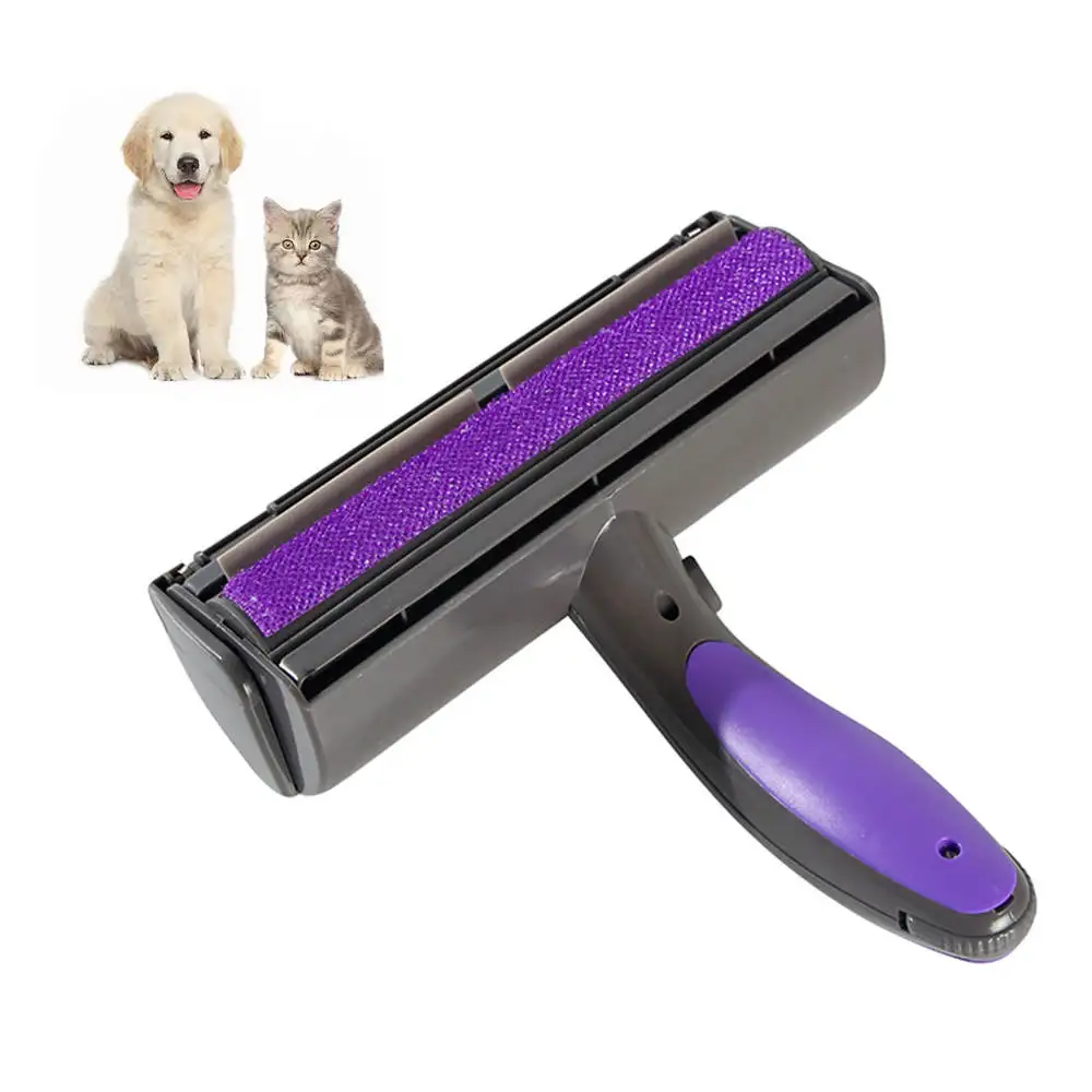 

Dog Hair Clip Pets Remover Roller Pet Accessories Cat Brush Self Cleaning Removing Removal Comb For Grooming Tool Bath, Purple