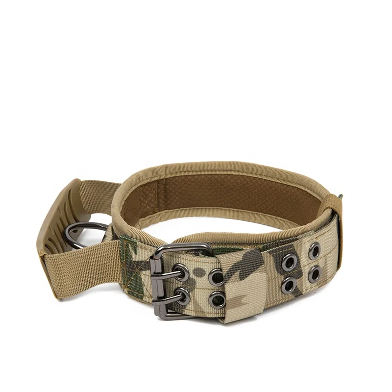 

Hot Selling Durable Nylon Custom Logo Adjustable Military Strong Tactical Metal Buckle Dog Training Collar