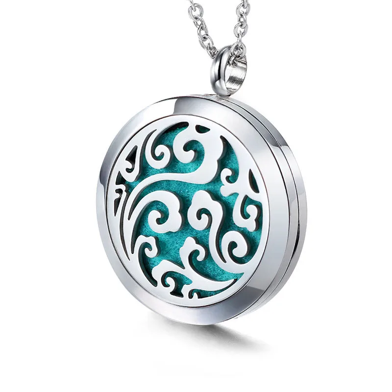 

7 Pcs Pads Chain 316L Stainless Steel Luky Cloud Aromatherapy Essential Oil Diffuser Necklace, Picture