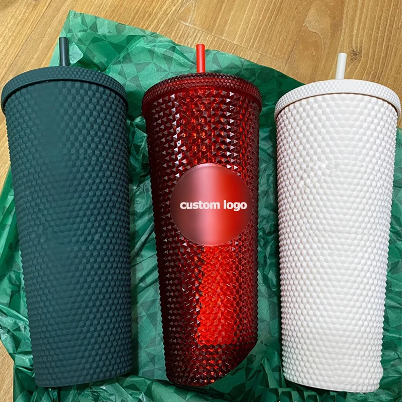 

2021 black matte studded pinnapple reusable cold cups tumbler with studs 24oz