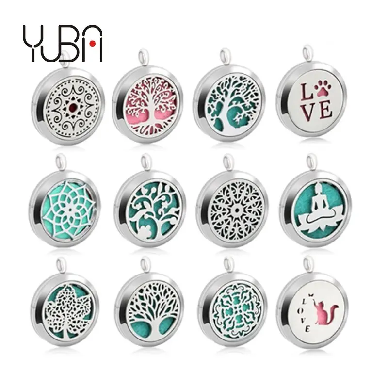 

Essential Oil Aroma Necklace Open Locket Pendant, Tree Of Life Pendants Stainless Steelwholesale