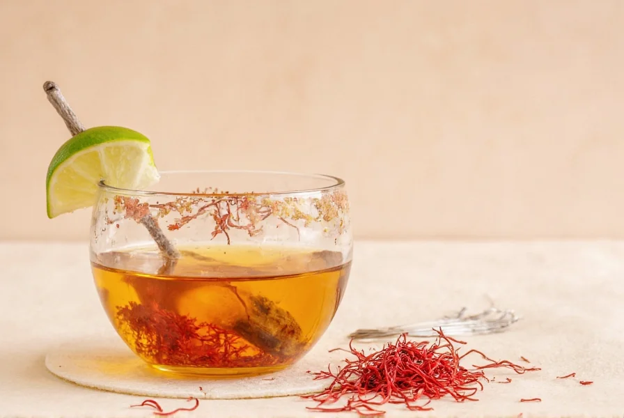 Close-up of saffron threads showing deep red color with yellow tips on white background