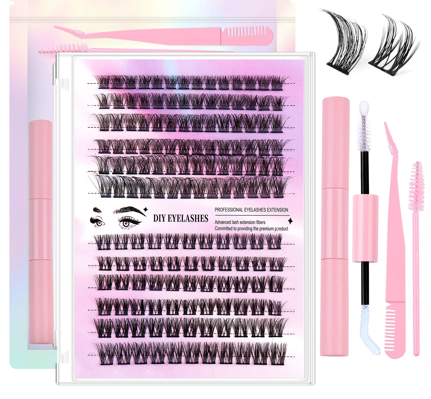 

Wholesale Segments Cluster Eyelashes Extension Natural Individual Lashes Large Capacity DIY Cluster Lash Kit