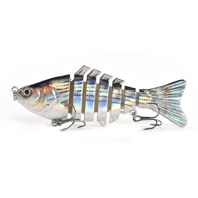 

In Stock Amazon Hot Sale Hot Stamping Printed Silver Color 100mm 15g Seven Section Jointed Fishing Lure Swim bait Manufacturer