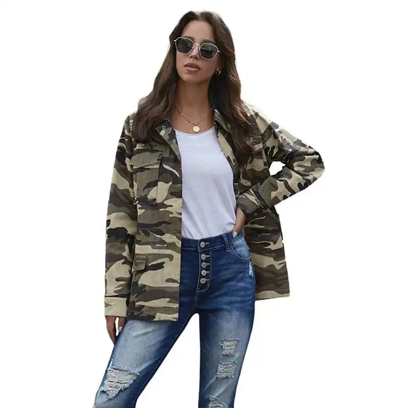 

Wholesale New Design Hot Popular Winter Camo Print Military Jacket Women