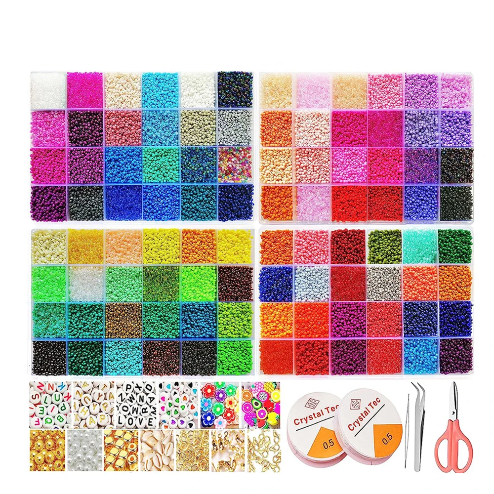 

JC Wholesale 2MM seed beads glass colorful DIY letter beads 96 colors love heart smiley face handmade spacer beads