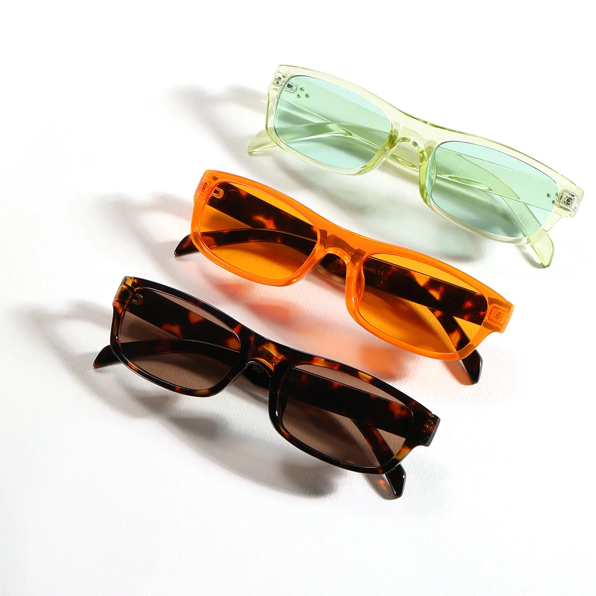 

lmamba 2021 Latest Colorful Jelly Small Rectangle Sunglasses Men Fashionable Retro Leopard Sun Glasses Women