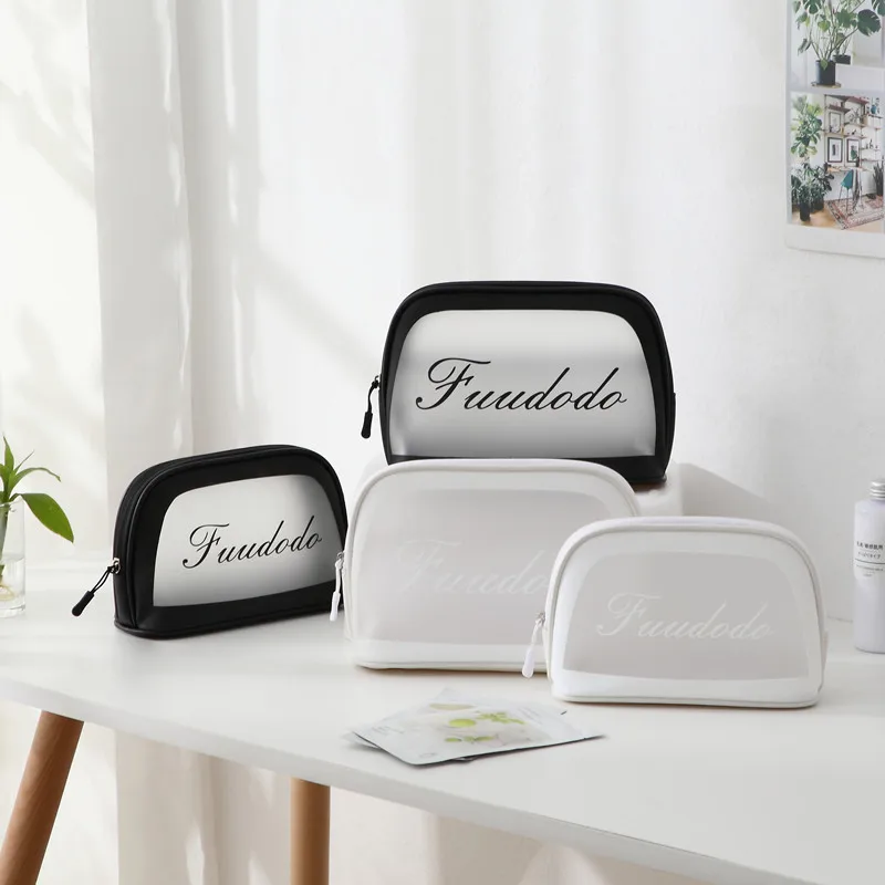 

Custom Logo Pink Waterproof TPU Zip Cosmetic Pouch Kit Transparent Beauty Clear Travel Makeup Wash Bag