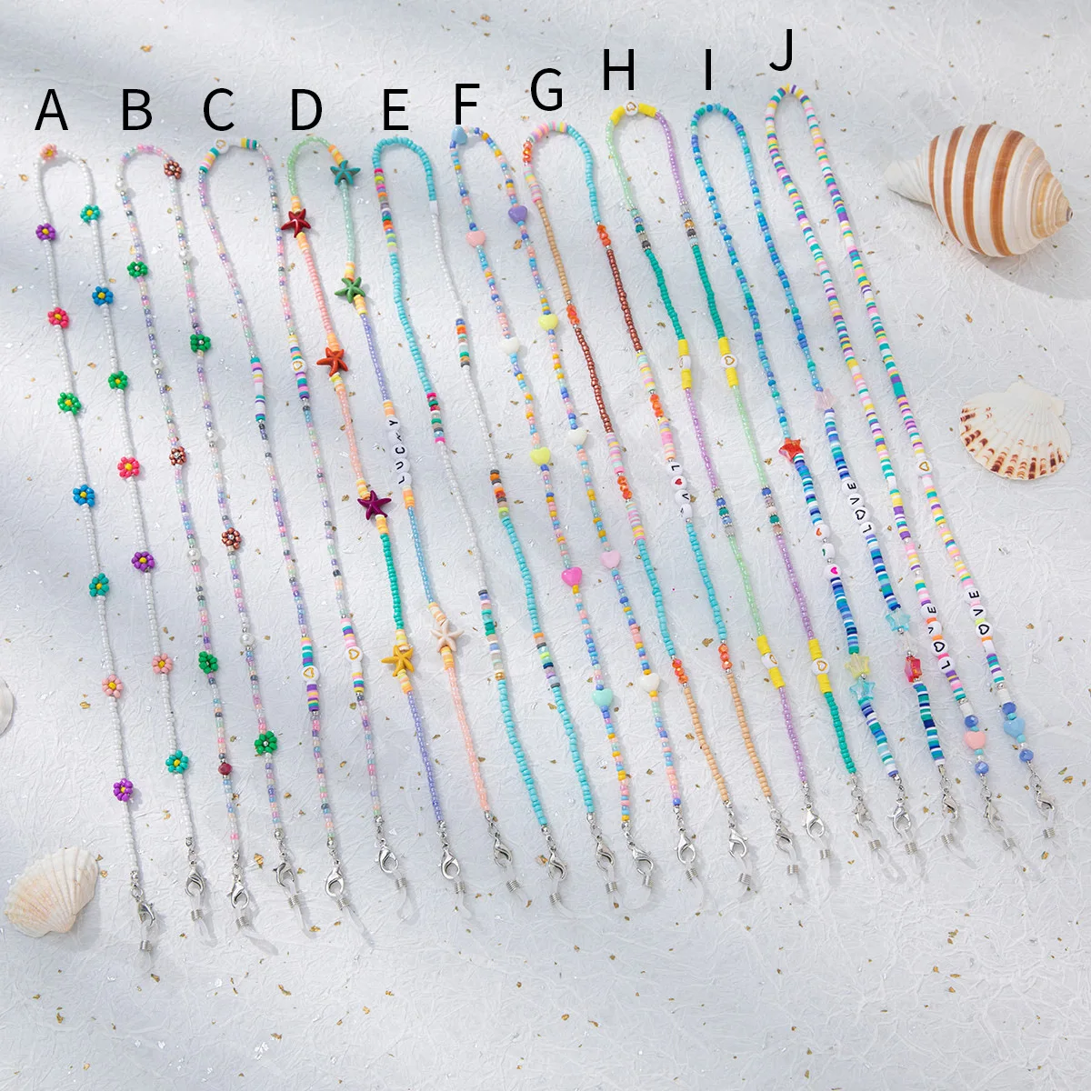 

2022 New Arrival Multi Layer Colorful Soft Clay Sunglasses Chain Handmade Seed Beads Beaded Glass Chain Mobile Phone Accessories